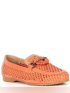 Brioso NIB 🌅 $150 Presley Woven Leather Ornamented Loafers 🌼 Size 7 🌅 Coral